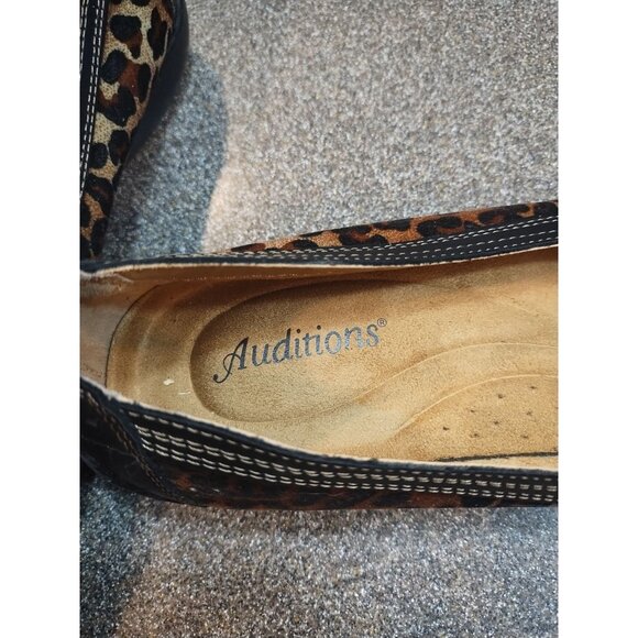 Ladies Audition Leather Cheetah Print Flats Size 9W - Picture 6 of 6